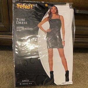 Halloween basic black dress, 
Leather style dress